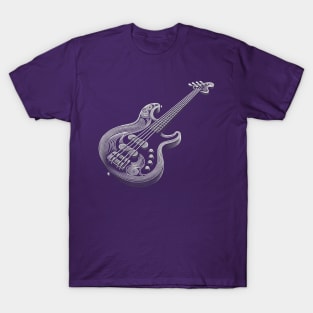 Bass guitar made of lines - light lines T-Shirt